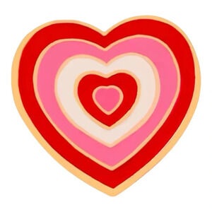 Retro Y2K Red Enamel Heart Pin Multicolor Layered Design Metal Zinc Alloy NEW